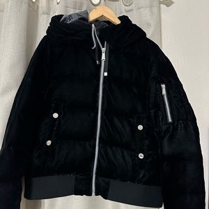 BCBG Women’s Velvet quilted cold weather bomber jacket